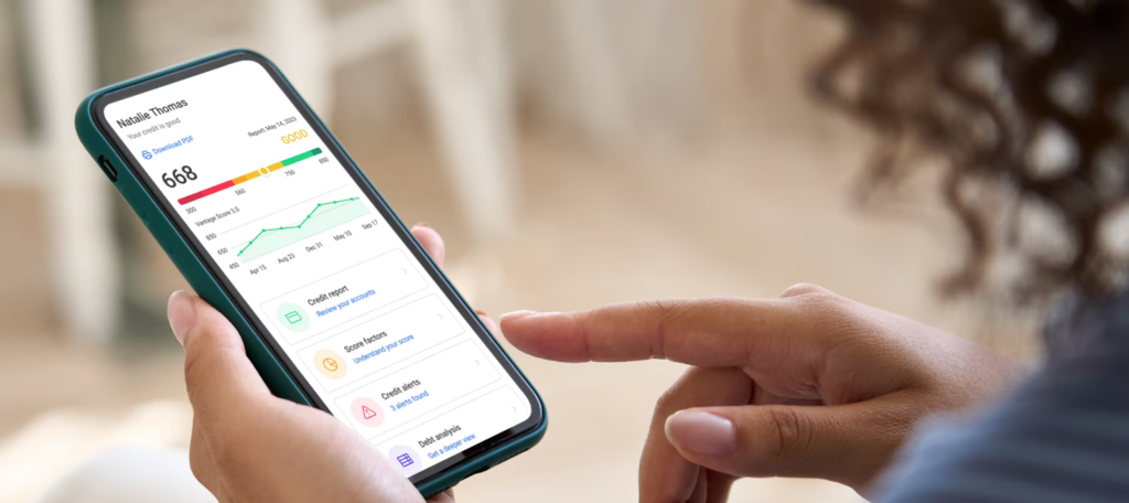 Array pulls in credit score data and displays it within the online banking platform along with personalized insights on how a user can improve their score.